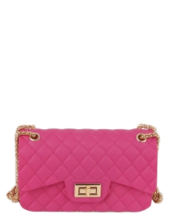 Quilt Embossed Jelly Candy Classic Shoulder Bag LGZ011 FUCHSIA